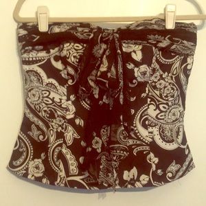 Silk Black and White strapless top